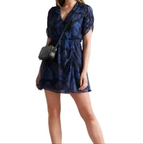 Ted Baker Juleah Floral Ruched Sleeve Detail Mini Dress 1 TB (4 US) $295 - Picture 1 of 13